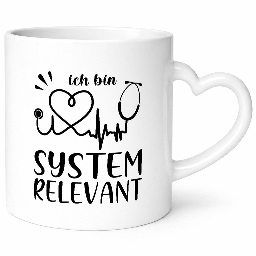 Systemrelevant | Herzschlag Stethoskop Herz Humor Geschenkidee Tasse