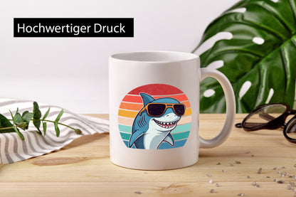 Retro Hai | in Sonnebrille Sunset v2 lustiger Spruch Geschenk Humor