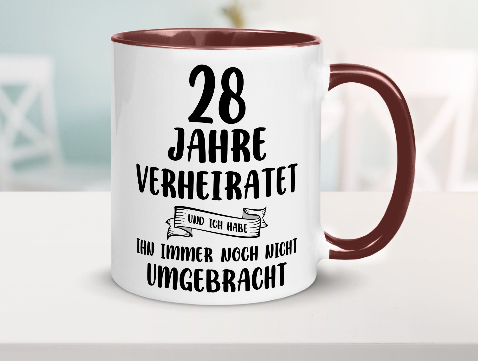 28 Jahre Verheiratet, immer noch am Leben! Geschenkidee Humor Tasse