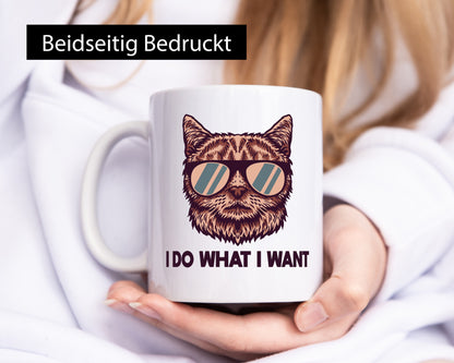 I do what want | Katze Brille Geschenkidee Tierliebhaber Humor Tasse