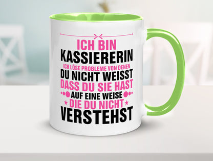 Löse Probleme: Kassiererin v2 lustiger Spruch Geschenk Humor Geschenkidee Tasse