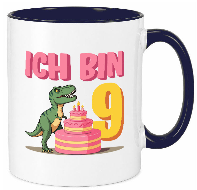 9 Geburtstag | Jahre Dinosaurier mit Kuchen Geschenk Geschenkidee lustiger Tasse
