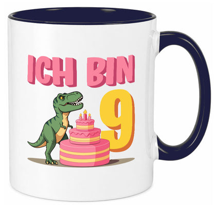 9 Geburtstag | Jahre Dinosaurier mit Kuchen Geschenk Geschenkidee lustiger Tasse