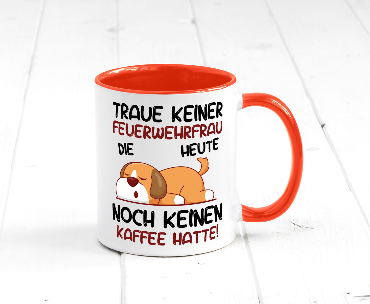 Traue keiner Feuerwehrfrau | Feuerwehr lustig Humor Geschenkidee Geschenk Tasse