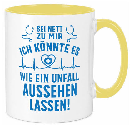 Sei nett, könnte wie ein Unfall aussehen | Stethoskop v3 lustig Humor Tasse