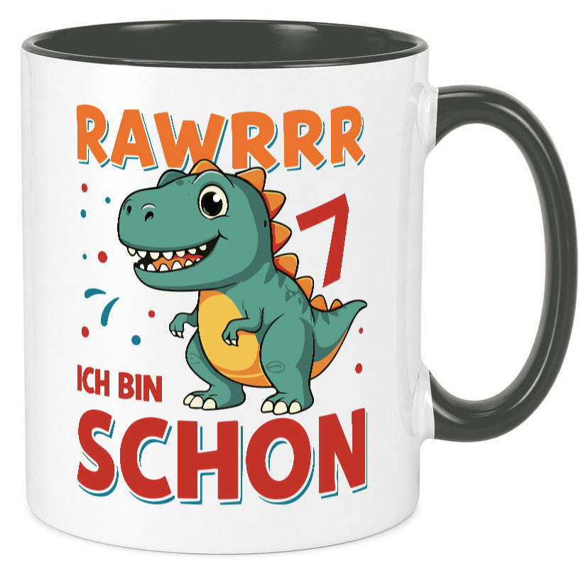 7. Geburtstag | 7 Jahre Raw ich bin schon T-Rex Geschenk Geschenkidee lustiger Tasse