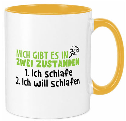 Zwei Zustände | Schlaf Faulpelz Schlafmütze Müdigkeit lustig Humor Geschenkidee Tasse