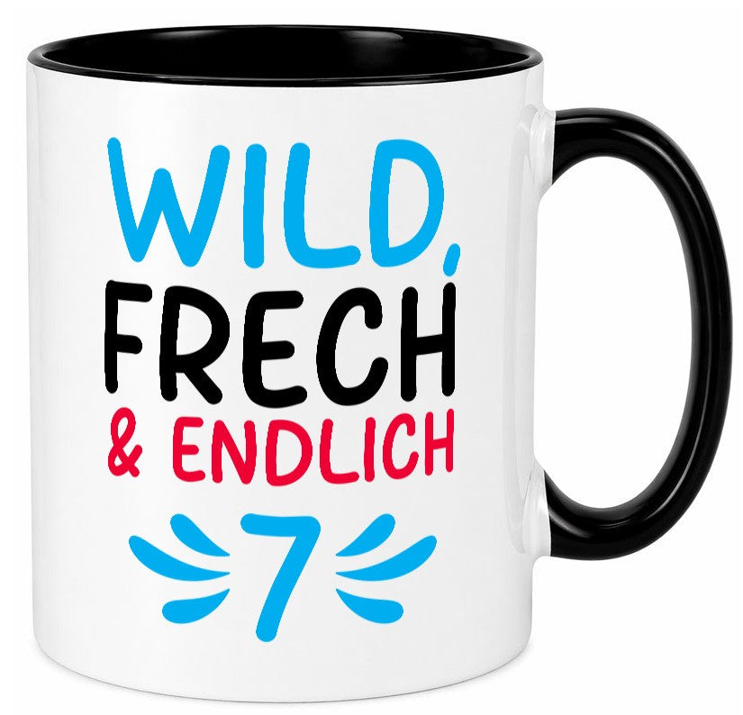 7. Geburtstag | 7 Jahre Wild &amp; Frech lustiger Spruch Geschenk Geschenkidee Tasse