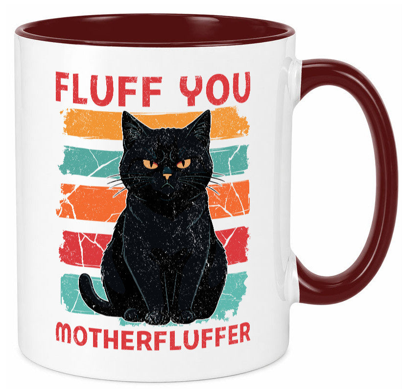 Fluff you Motherfluffer | Schwarze Katze Böse Humor Tierliebhaber Geschenkidee