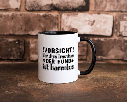 Vorsicht vor dem Frauchen | Hundebesitzerin Pfoten Geschenkidee Tierliebhaber Tasse