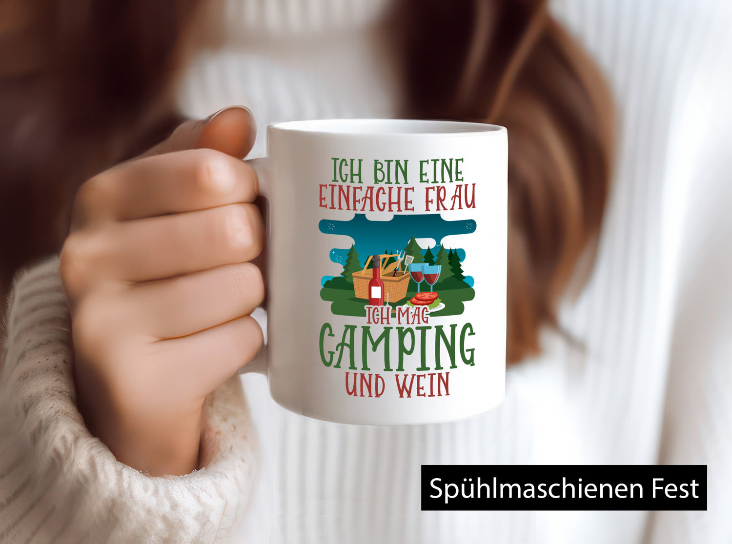 Einfache Frau Camping und Wein | v2 Geschenk Humor Geschenkidee lustiger Spruch