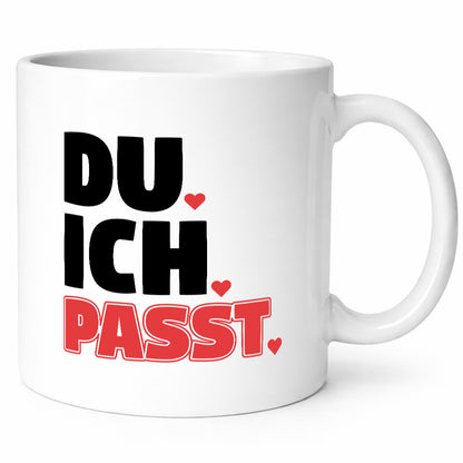Ich. Du. Passt. | Pärchen Tasse Herzen Liebe Spruch lustig Humor Geschenkidee