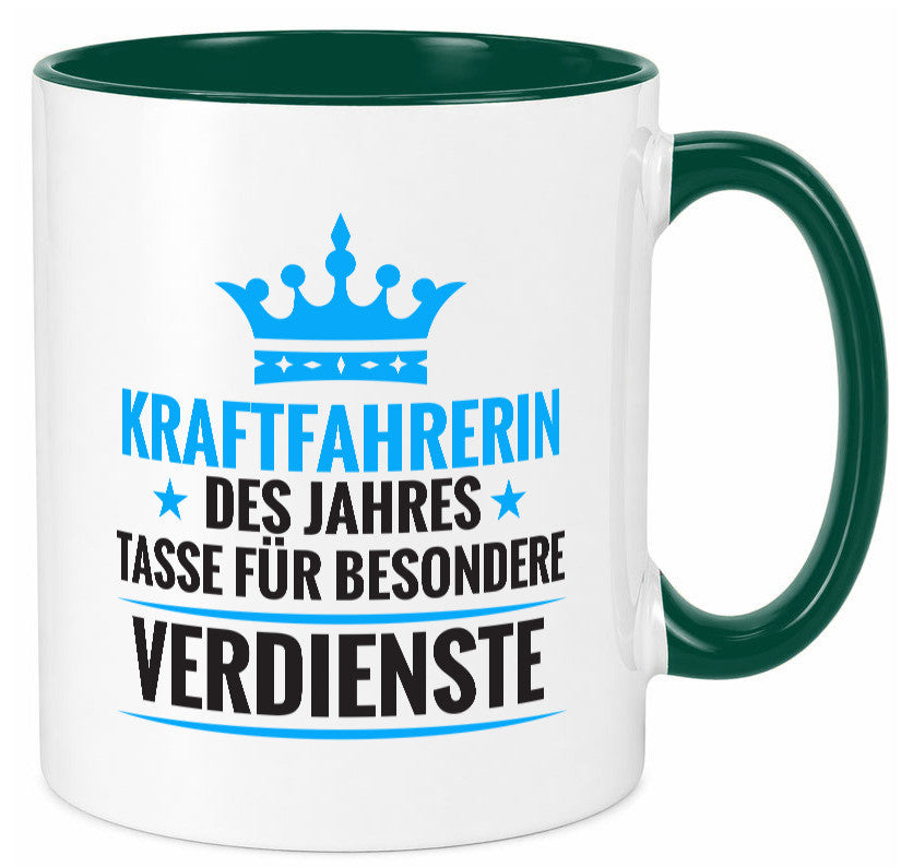 Besonderer Verdienst: Kraftfahrerin | Lastwagen LKW Humor Geschenkidee Tasse