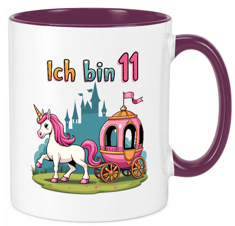 11. Geburtstag | Prinzessin in Kutsche Einhorn lustig Geschenkidee Geschenk Tasse