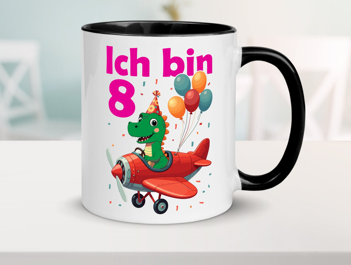 8. Geburtstag | 8 Jahre Drache Flugzeug Geschenk Geschenkidee lustiger Spruch Tasse