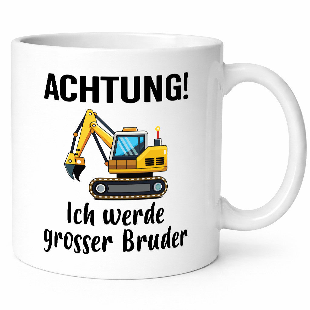 Achtung ich werde Großer Bruder | Bagger Geschwister Geschenkidee Humor Tasse