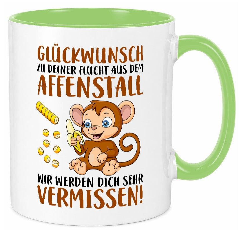 Glückwunsch zur Flucht | Affenstall Arbeitskollegen Geschenk Arbeit Kollegen Tasse