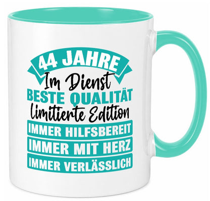 44 Jahre im Dienst | Jubiläum Arbeit lustiger Spruch Geschenk Kollegen Büro Tasse