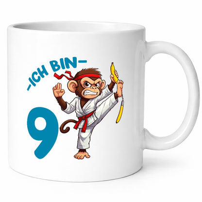 Ich bin 9 | 9. Geburtstag Karate Kampfsport Affe Geschenkidee Humor Tasse