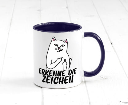 Erkenne die Zeichen | Katze Schatten Mittelfinger Geschenk Tierliebhaber Humor