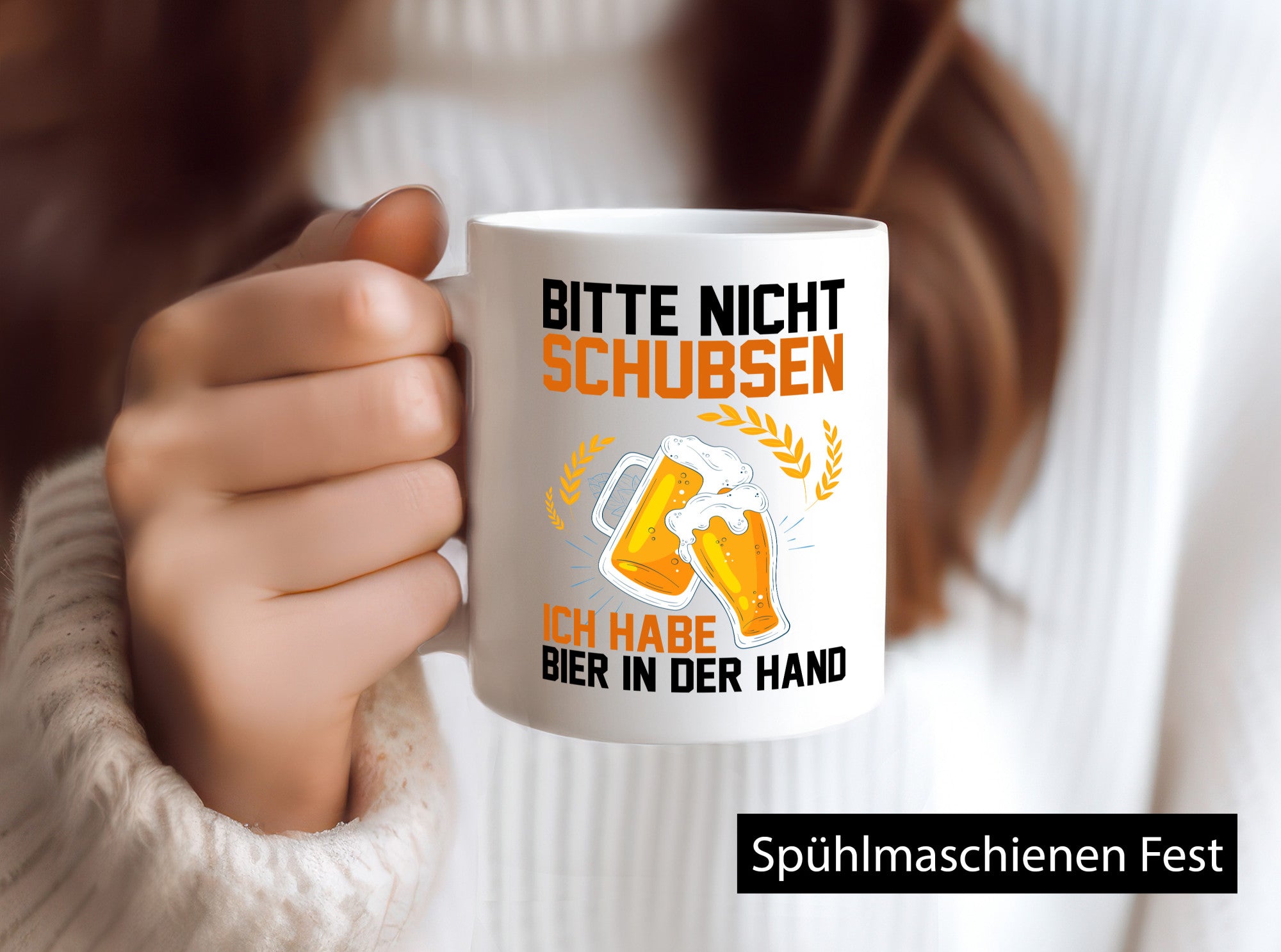 Nicht schubsen habe hier in der Hand | Saufen Bier Humor Geschenkidee Tasse