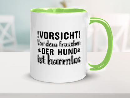 Vorsicht vor dem Frauchen | Hundebesitzerin Pfoten Geschenkidee Tierliebhaber Tasse