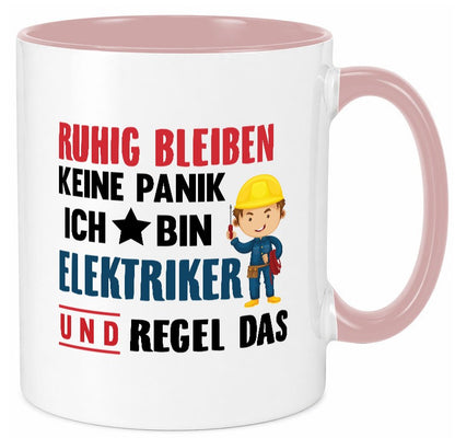 Ruhig bleiben keine Panik ich bin elektriker und regel das Humor Geschenkidee Tasse