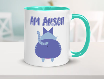 Am Arsch | Katzenmotiv Tasse Kollege Katzenbesitzer Geschenkidee Arbeit