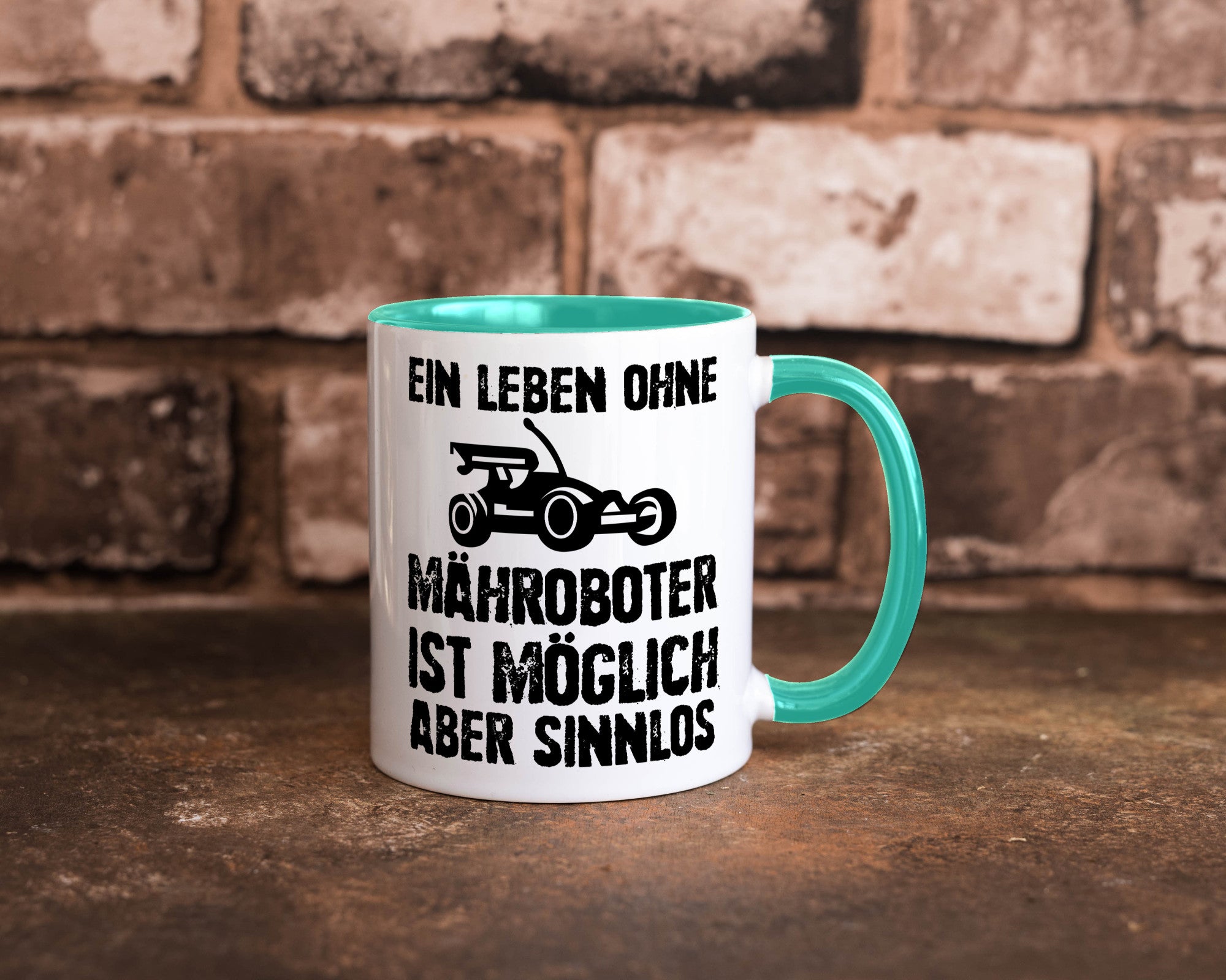 Leben oihne Mähroboter, möglich, aber sinnlos | Garten Geschenkidee Humor Tasse