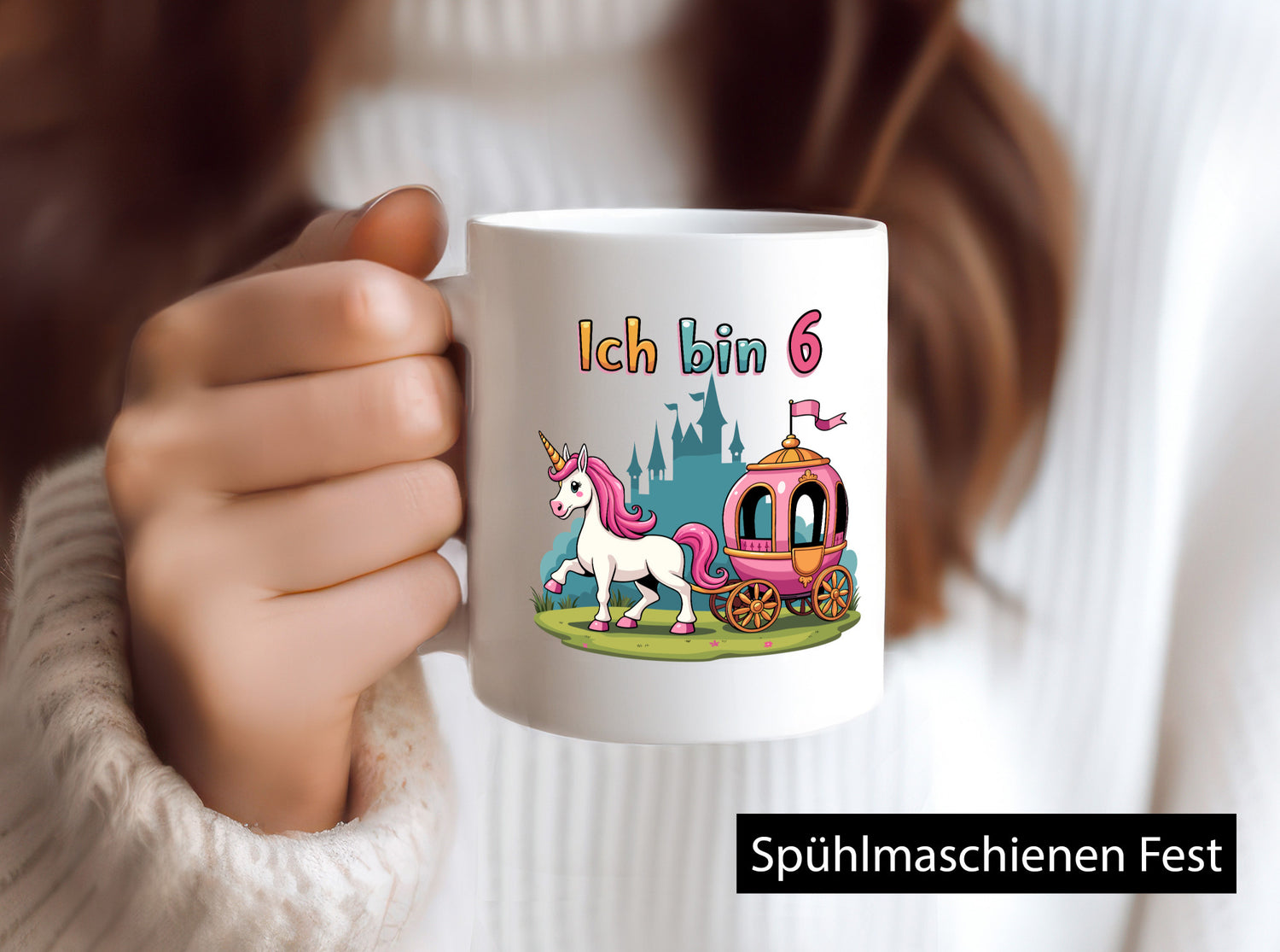 6. Geburtstag | Prinzessin in Kutsche Einhorn Geschenkidee Humor Tasse