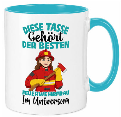 Im Universum: Feuerwehrfrau | Feuerwehr lustig Humor Geschenkidee Geschenk Tasse