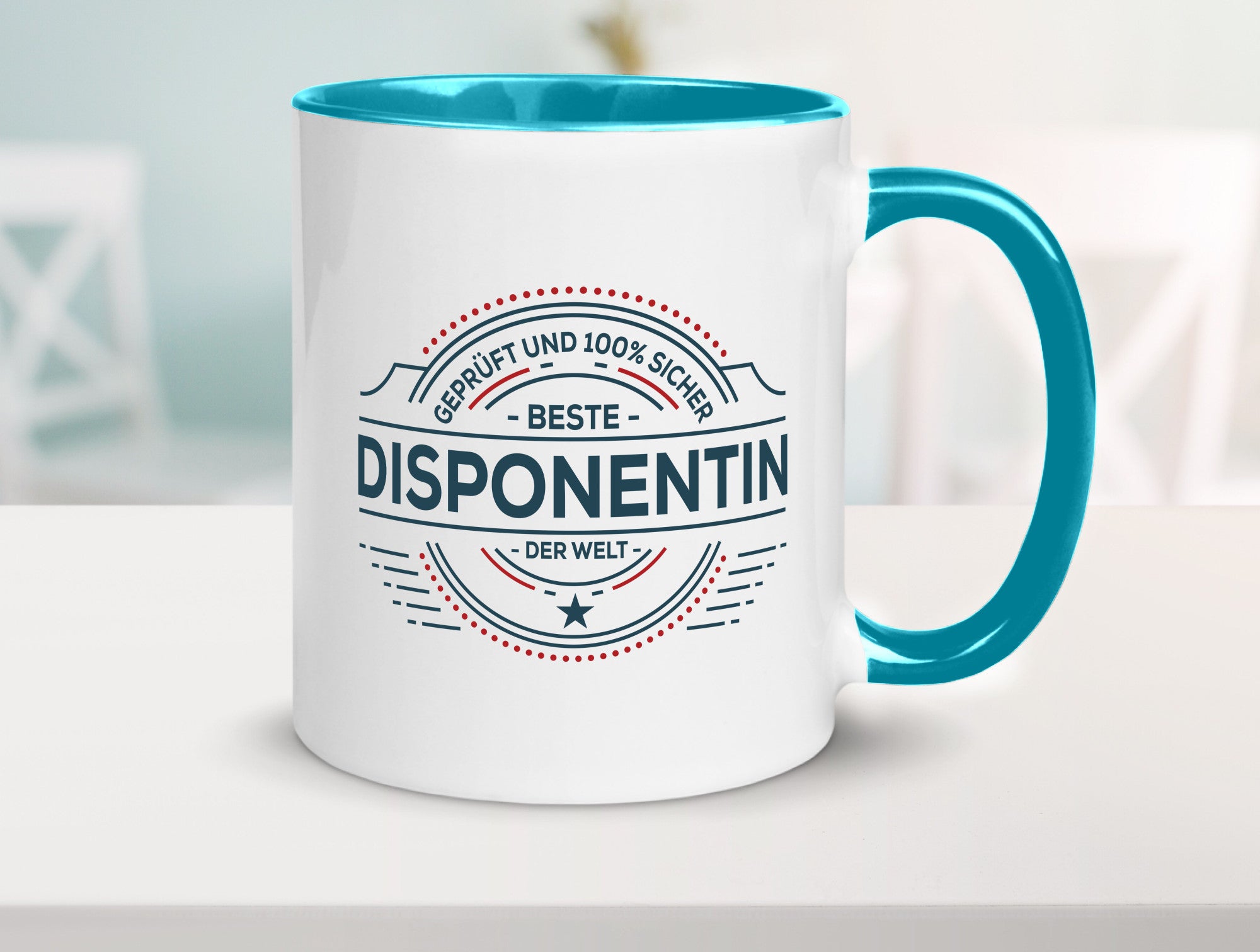 Geprüft und sicher: Disponentin | Zuteilerin Geschenkidee Humor Tasse