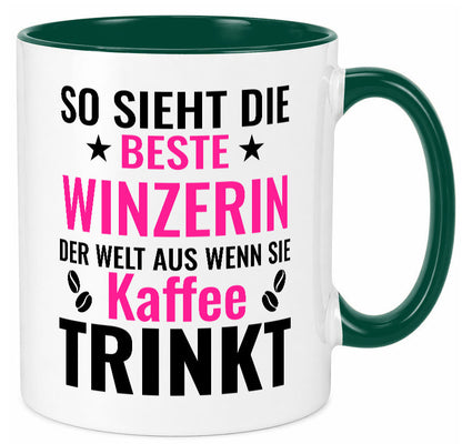 Kaffee trinkt: Winzerin | Weinbauer Wein lustig Humor Geschenkidee Geschenk Tasse