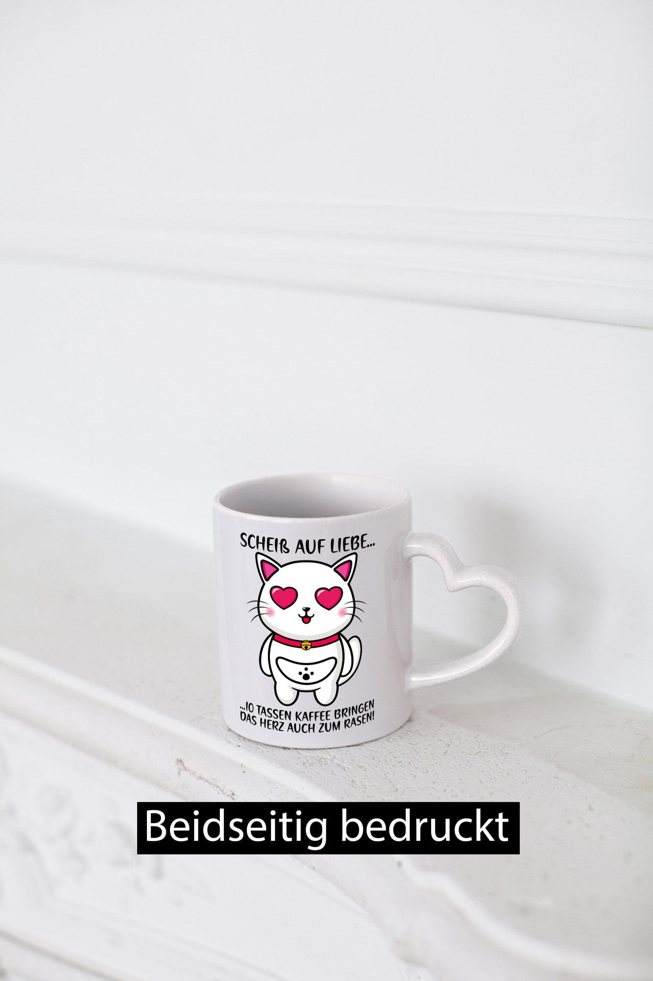 Scheiß auf Liebe | Katze mit Herzen Kaffee Kaffeetrinker Geschenkidee