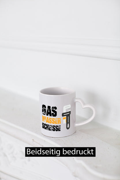 Gas | Wasser Scheisse Klempner lustiger Spruch Geschenk Humor Geschenkidee Tasse