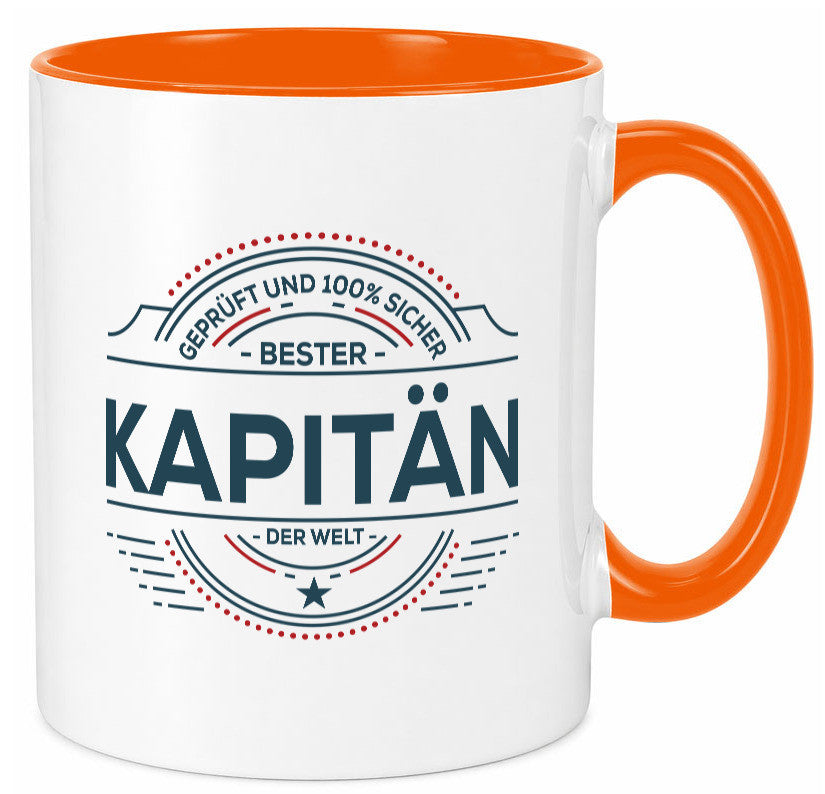 Geprüft und sicher: Kapitän | Schiffskapitän Schiff lustiger Spruch Geschenk Tasse