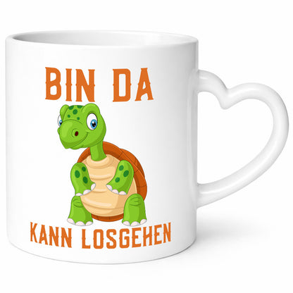 Bin da kann losgehen | lachende Schildkröte Optimist Humor Geschenkidee Tasse
