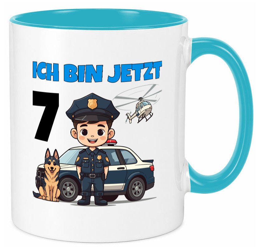 7. Geburtstag | 7 Jahre Polizei Kind Polizeiauto Humor Geschenkidee Tasse