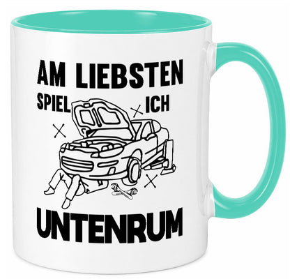 Am liebsten spiele ich untenrum | Autowektstatt lustiger Spruch Geschenk Humor Tasse