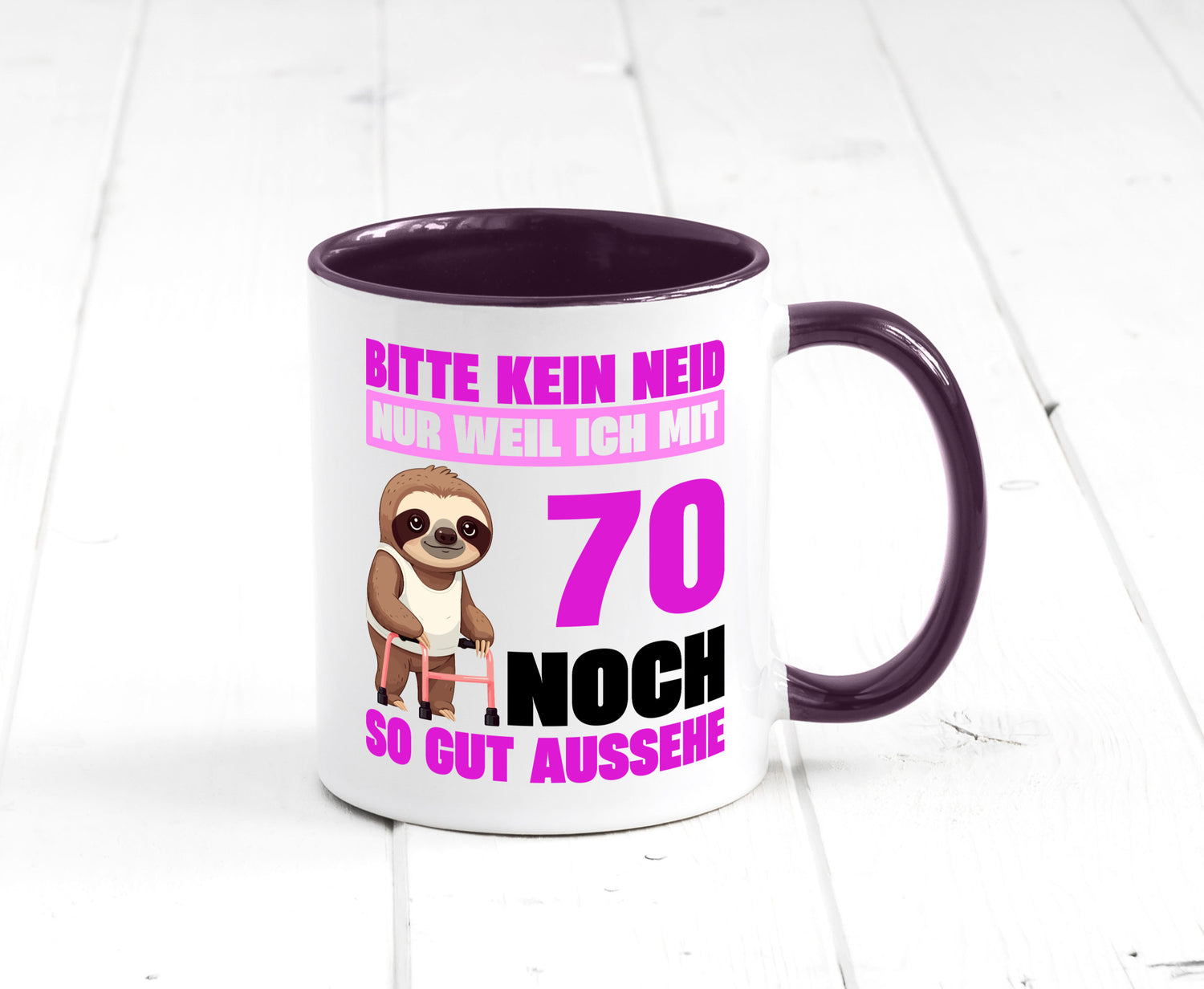 70. Geburtstag | Bitte kein neid Faultier 70 Jahre v2 Humor Geschenkidee Tasse
