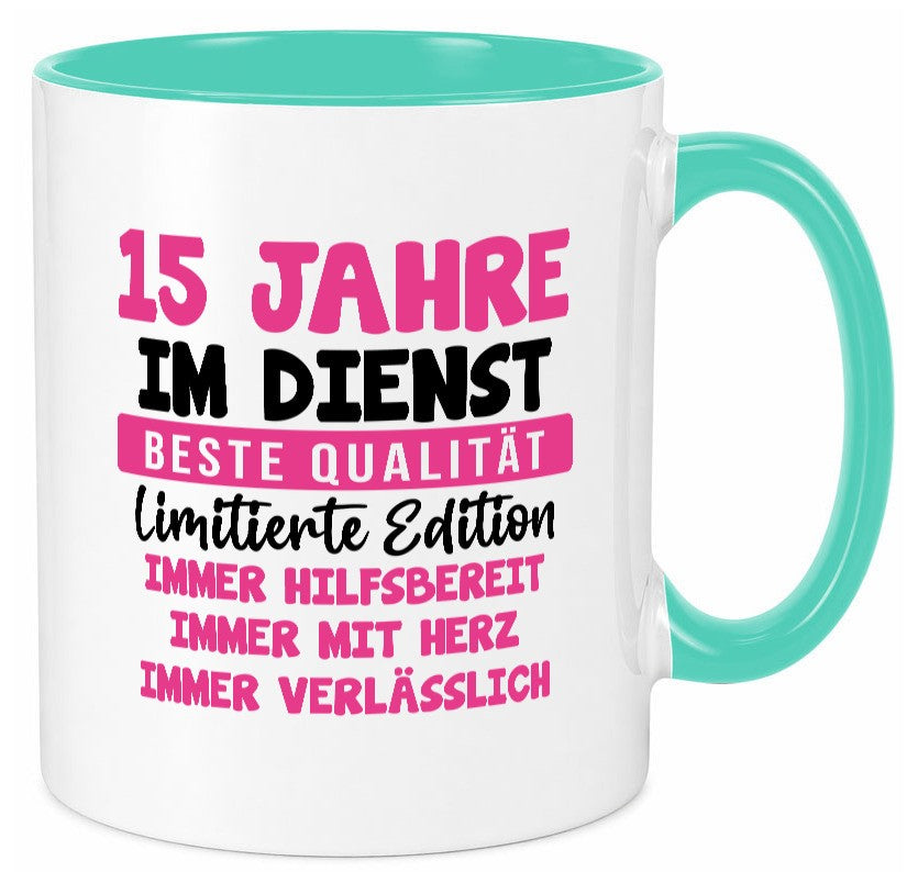 15 Jahre im Dienst | Jubiläum Arbeit v10 Humor Kollegen Büro Geschenkidee Tasse