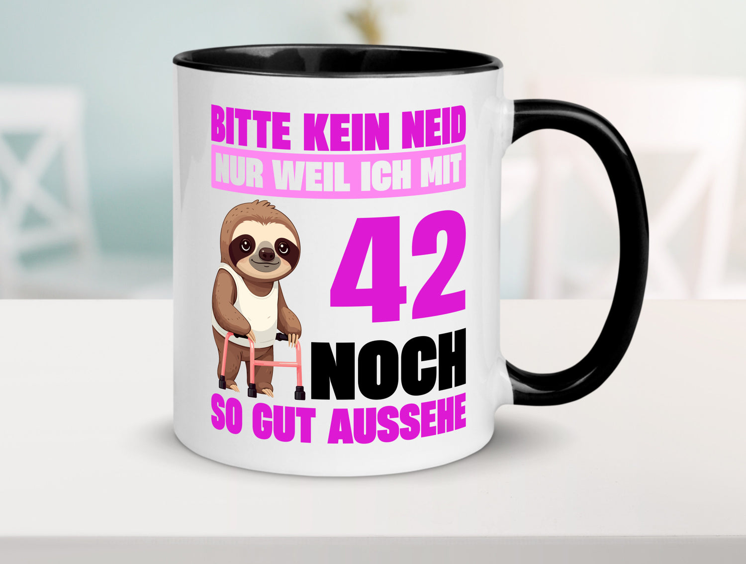 42. Geburtstag | Bitte kein neid Faultier 42 Jahre Geschenkidee Humor Tasse