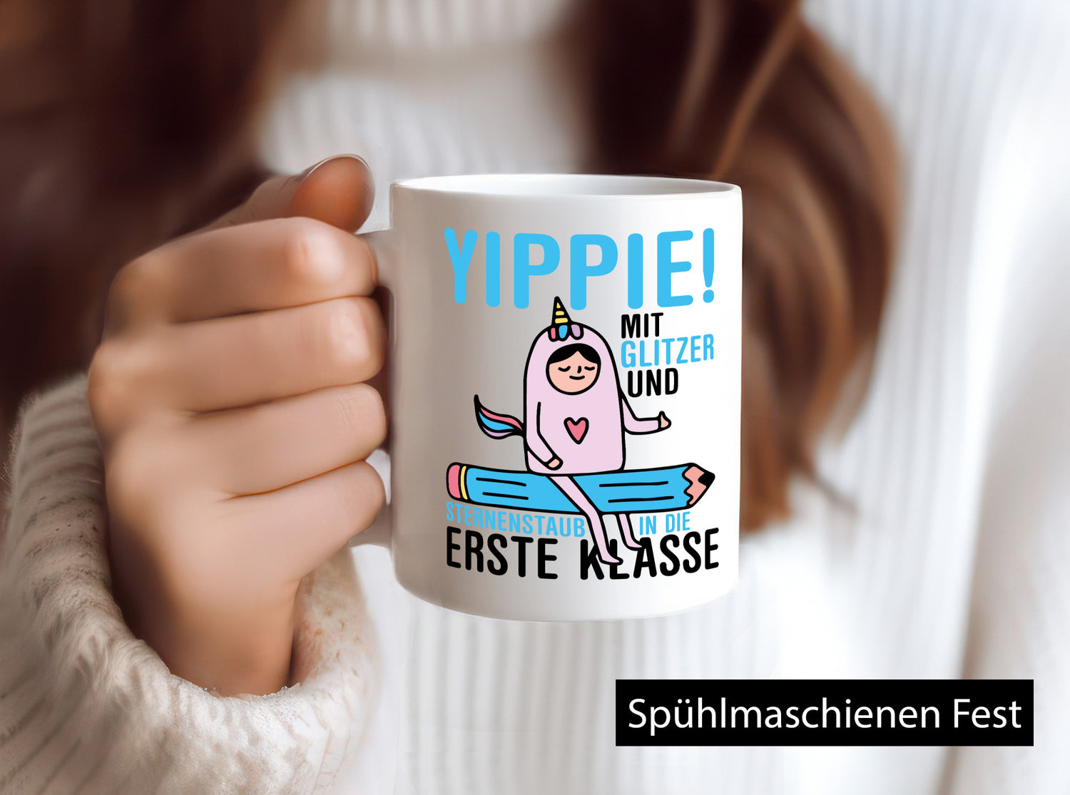 Mit Glitzer und Sternenstaub | Einschulung Einhorn lustiger Spruch Geschenk