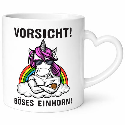 Vorsicht! Böses Einhorn | Spruchtasse mit Motiv Geschenk Humor Geschenkidee