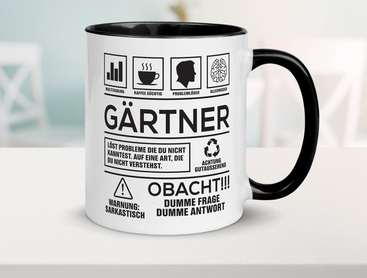 Achtung Probleme Gärtner | Gartenbau Geschenkidee Humor Tasse