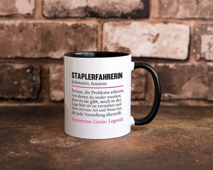 Staplerfahrerin | Gabelstapler Spruch Beruf Humor lustig Arbeit Kollegen Büro Tasse