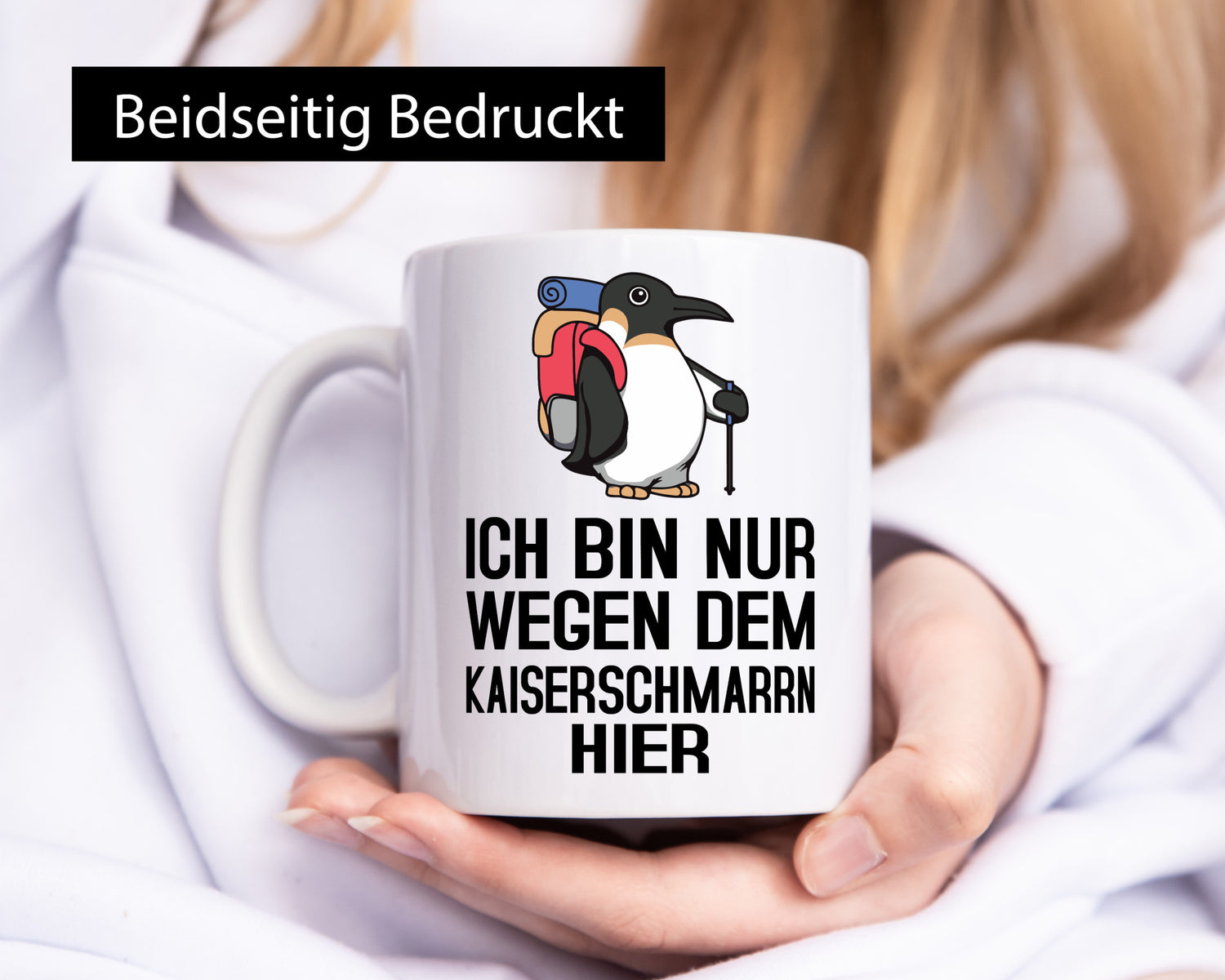 Nur wegen Kaiserschmarrn hier | Pinguin Rucksack lustig Humor Geschenkidee