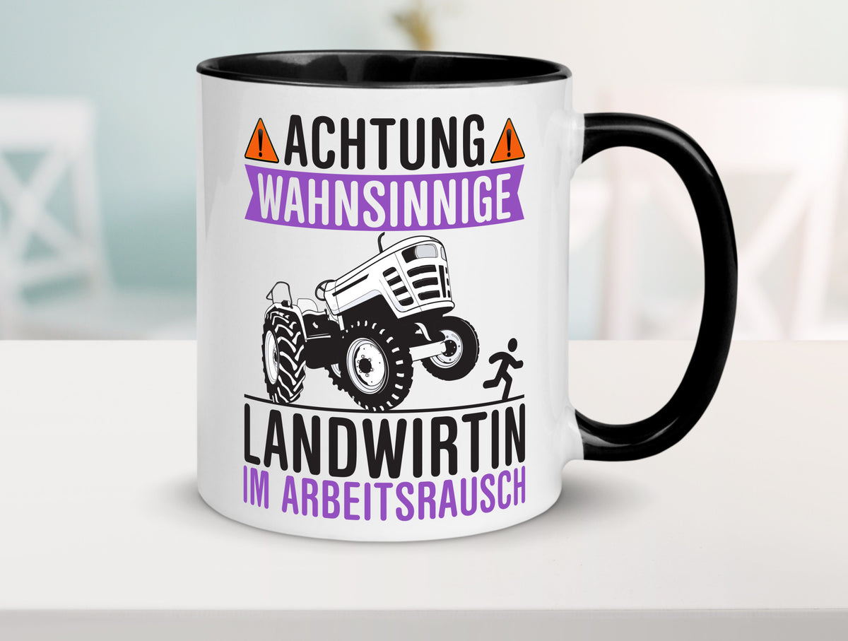Landwirtin im Arbeitsrausch | Bauer Achtung! lustiger Spruch Geschenk Arbeit Tasse