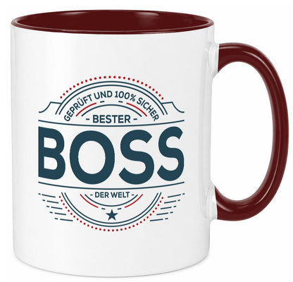 Geprüft und sicher: Boss | Führungskraft Vorgesetzter lustiger Spruch Geschenk Tasse