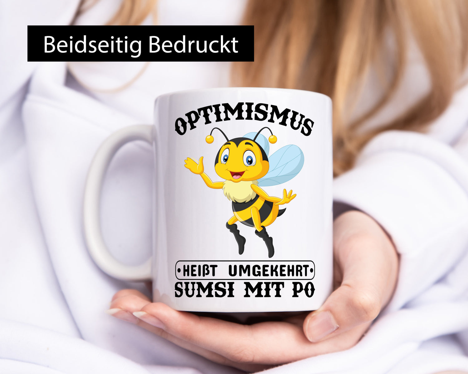 Optimismus umgekehrt Geschenkidee Humor Tasse